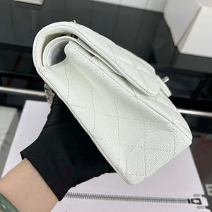 Chanel A01112 Flap Classic 11.12 Handbag Grained Calfskin & Silver-Tone Metal White - Default Title - View 4