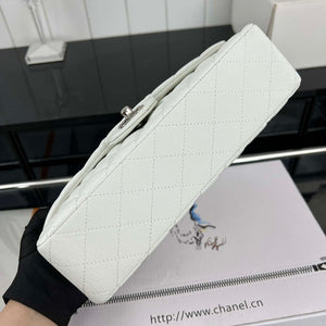 Chanel A01112 Flap Classic 11.12 Handbag Grained Calfskin & Silver-Tone Metal White - Default Title - View 5