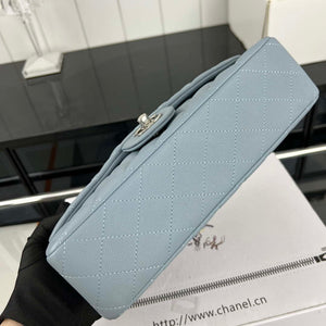 Chanel A01112 Flap Classic 11.12 Handbag Grained Calfskin & Silver-Tone Metal Baby Blue - Default Title - View 5