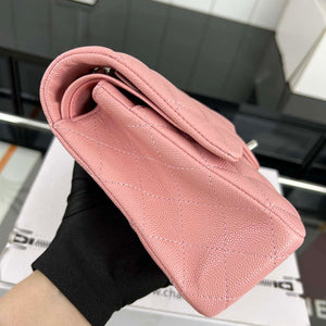 Chanel A01112 Flap Classic 11.12 Handbag Grained Calfskin & Silver-Tone Metal Pink - Default Title - View 9