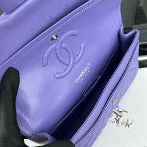 Chanel A01112 Flap Classic 11.12 Handbag Grained Calfskin & Silver-Tone Metal Purple - Default Title - View 8