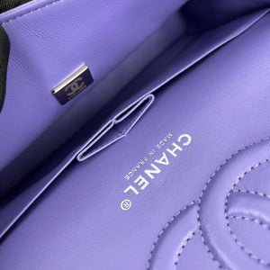 Chanel A01112 Flap Classic 11.12 Handbag Grained Calfskin & Silver-Tone Metal Purple - Default Title - View 9