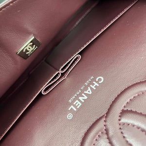 Chanel A01112 Flap Classic 11.12 Handbag Grained Calfskin & Silver-Tone Metal Wine Red - Default Title - View 9