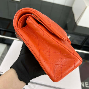 Chanel A01112 Flap Classic 11.12 Handbag Grained Calfskin & Silver-Tone Metal Orange - Default Title - View 4