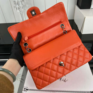 Chanel A01112 Flap Classic 11.12 Handbag Grained Calfskin & Silver-Tone Metal Orange - Default Title - View 6