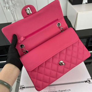 Chanel A01112 Flap Classic 11.12 Handbag Grained Calfskin & Silver-Tone Metal Rose Red - Default Title - View 6