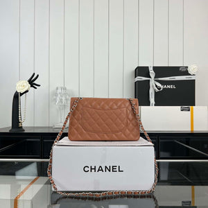 Chanel A01112 Flap Classic 11.12 Handbag Grained Calfskin & Silver-Tone Metal Brown - Default Title - View 2