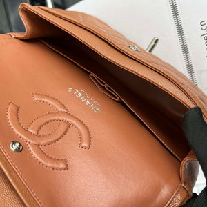 Chanel A01112 Flap Classic 11.12 Handbag Grained Calfskin & Silver-Tone Metal Brown - Default Title - View 8