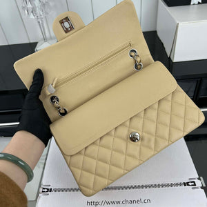 Chanel A01112 Flap Classic 11.12 Handbag Grained Calfskin & Silver-Tone Metal Apricot - Default Title - View 6