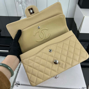 Chanel A01112 Flap Classic 11.12 Handbag Grained Calfskin & Silver-Tone Metal Apricot - Default Title - View 7