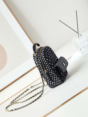 Chanel Ap3753 CLASSIC MINI Backpack Tweed & Gold-Tone Metal Black white - Default Title - View 3