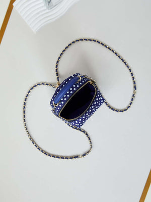 Chanel Ap3753 CLASSIC MINI Backpack Tweed & Gold-Tone Metal Blue white - Default Title - View 8