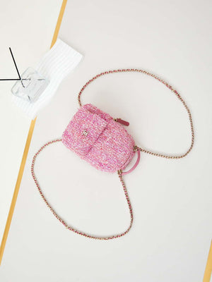 Chanel Ap3753 CLASSIC MINI Backpack Tweed & Gold-Tone Metal Light Pink - Default Title - View 6