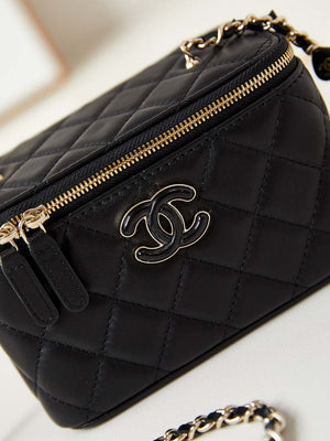 Chanel AP3784 Clutch With Chain Lambskin Vanity Box bag with Enamel buckle AP3231 Black - Default Title - View 2