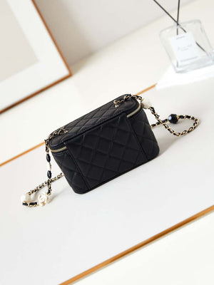 Chanel AP3784 Clutch With Chain Lambskin Vanity Box bag with Enamel buckle AP3231 Black - Default Title - View 5