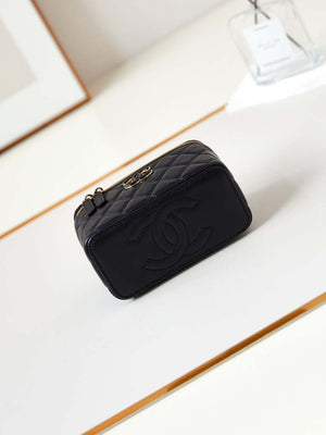 Chanel AP3784 Clutch With Chain Lambskin Vanity Box bag with Enamel buckle AP3231 Black - Default Title - View 6