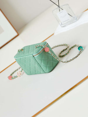 Chanel AP3784 Clutch With Chain Lambskin Vanity Box bag with Enamel buckle AP3231 Green - Default Title - View 4