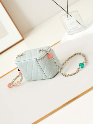 Chanel AP3784 Clutch With Chain Lambskin Vanity Box bag with Enamel buckle AP3231 Light Blue - Default Title - View 4