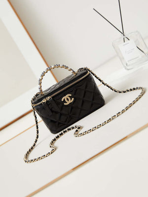 Chanel AP3804 Clutch Lambskin Vanity Box bag With Pearl handle Black - Default Title - View 1
