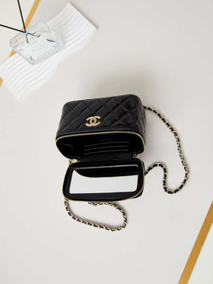 Chanel AP3804 Clutch Lambskin Vanity Box bag With Pearl handle Black - Default Title - View 7