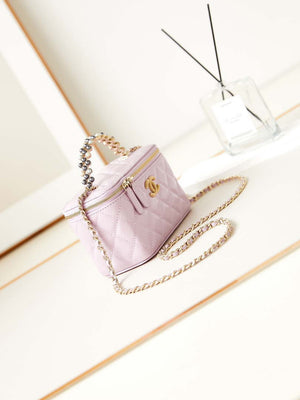 Chanel AP3804 Clutch Lambskin Vanity Box bag With Pearl handle Pink - Default Title - View 3