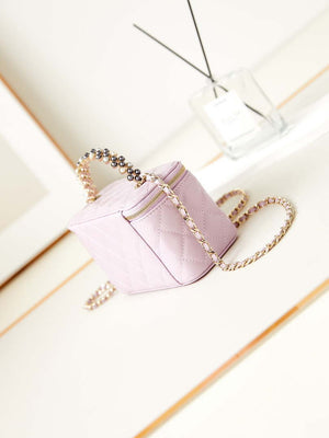 Chanel AP3804 Clutch Lambskin Vanity Box bag With Pearl handle Pink - Default Title - View 4