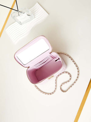 Chanel AP3804 Clutch Lambskin Vanity Box bag With Pearl handle Pink - Default Title - View 8