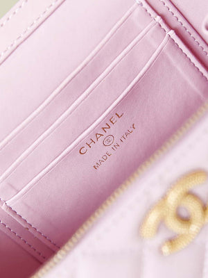 Chanel AP3804 Clutch Lambskin Vanity Box bag With Pearl handle Pink - Default Title - View 9