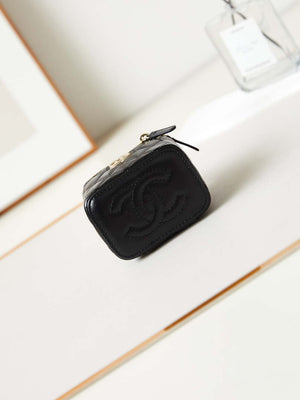 Chanel AP3805 Mini Clutch Lambskin Vanity Box bag With Pearl handle Black - Default Title - View 6