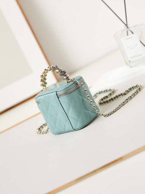 Chanel AP3805 Mini Clutch Lambskin Vanity Box bag With Pearl handle Green - Default Title - View 4