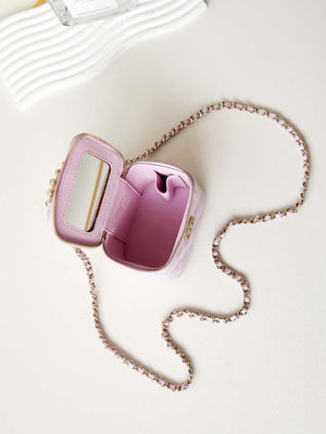 Chanel AP3805 Mini Clutch Lambskin Vanity Box bag With Pearl handle Pink - Default Title - View 8