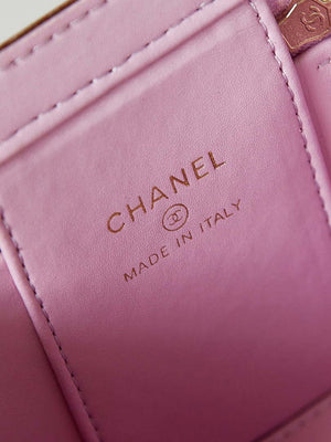 Chanel AP3805 Mini Clutch Lambskin Vanity Box bag With Pearl handle Pink - Default Title - View 9