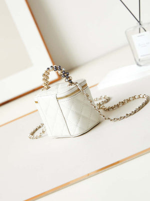 Chanel AP3805 Mini Clutch Lambskin Vanity Box bag With Pearl handle White - Default Title - View 4