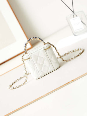 Chanel AP3805 Mini Clutch Lambskin Vanity Box bag With Pearl handle White - Default Title - View 5
