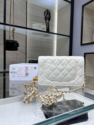 Chanel AP3938 Wallet On Chain Shiny Lambskin Enamel & Gold-Tone Metal White - Default Title - View 2