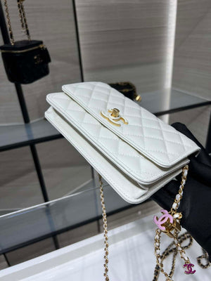 Chanel AP3938 Wallet On Chain Shiny Lambskin Enamel & Gold-Tone Metal White - Default Title - View 3
