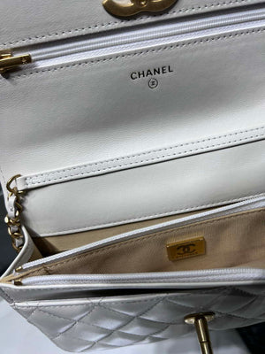 Chanel AP3938 Wallet On Chain Shiny Lambskin Enamel & Gold-Tone Metal White - Default Title - View 8