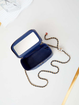 Chanel AP3940 Clutch With Chain Lambskin Vanity Box bag with Enamel buckle Blue - Default Title - View 8
