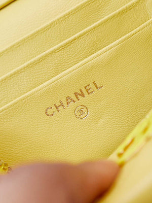 Chanel AP3940 Clutch With Chain Lambskin Vanity Box bag with Enamel buckle Yellow - Default Title - View 9
