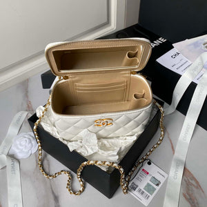 Chanel AP3940 Clutch With Chain Lambskin Vanity Box bag with Enamel buckle White - Default Title - View 7