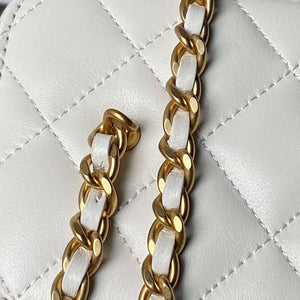 Chanel AP3940 Clutch With Chain Lambskin Vanity Box bag with Enamel buckle White - Default Title - View 9