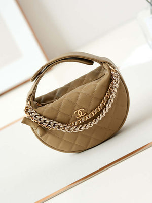 Chanel AP3943 Pouch Grained Shiny Calfskin & Gold-Tone Metal Apricot - Default Title - View 1