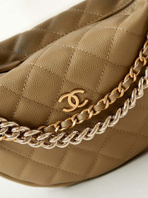 Chanel AP3943 Pouch Grained Shiny Calfskin & Gold-Tone Metal Apricot - Default Title - View 2