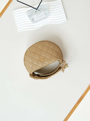 Chanel AP3943 Pouch Grained Shiny Calfskin & Gold-Tone Metal Apricot - Default Title - View 7