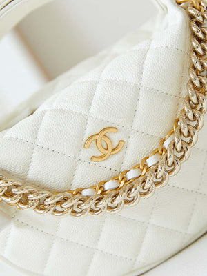 Chanel AP3943 Pouch Grained Shiny Calfskin & Gold-Tone Metal White - Default Title - View 2
