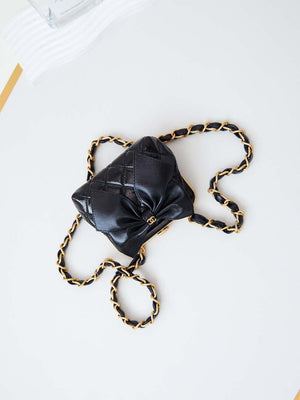 Chanel AP4028 Clutch with chain Lambskin Patent Crumpled Lambskin & Gold-Tone Metal Black - Default Title - View 7