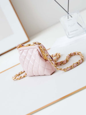 Chanel AP4028 Clutch with chain Lambskin Patent Crumpled Lambskin & Gold-Tone Metal Pink - Default Title - View 4