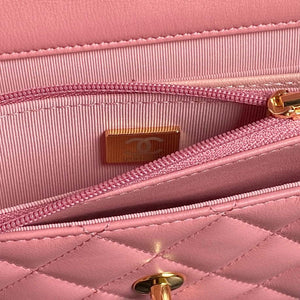 Chanel AP4282 19 Wallet On Chain Shiny Lambskin Imitation Pearls & Gold-Tone Metal Pink - Default Title - View 9
