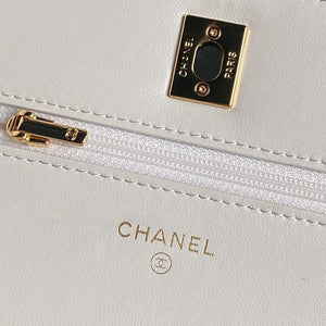 Chanel AP4282 19 Wallet On Chain Shiny Lambskin Imitation Pearls & Gold-Tone Metal White - Default Title - View 6