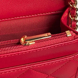 Chanel AP4282 19 Wallet On Chain Shiny Lambskin Imitation Pearls & Gold-Tone Metal Red - Default Title - View 8